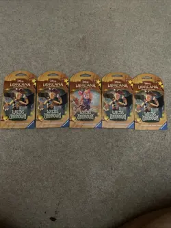 Disney Lorcana TCG Wilds Unknown Sleeved Booster Pack Lot of 5 Sealed - Image 1