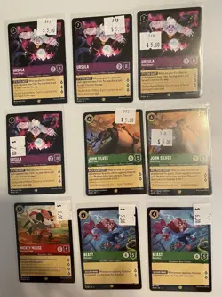 Disney Lorcana Rare Super Rare Foil Card Lot 58+ Ursula Beast Mickey John Silver - Image 1