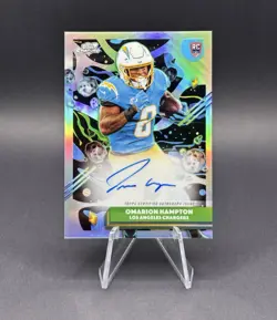 Topps Chrome Cosmic 2025 Omarion Hampton Los Angeles Chargers RC On Card Auto - Image 1