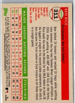 RH716 2025 Topps Chrome Platinum Ben Rice Logofractor Rookie Card /499 Yankees - Image 2