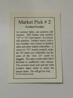 Michael Jordan Chicago Bulls 1995 Investor's Journal Market Pick #2 GOLD - Image 2