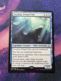 Magic the Gathering- Rivals of Ixalan- Nezahal, Primal Tide #045-Mythic-LP - Image 1