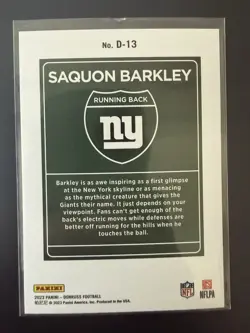 2023 Panini Donruss - Downtown! Saquon Barkley #D-13 - Image 2