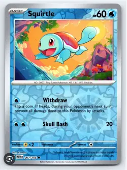 Pokemon TCG: 151 Squirtle 007/165 Reverse Holo - Near Mint / Mint - Image 1