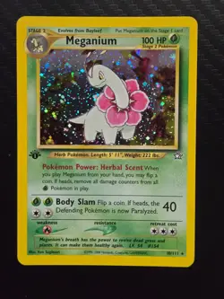 Pokemon 1st ed Meganium * 10/111 Neo Genesis * CLEAN Holo - Image 1