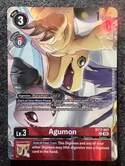 Digimon Card Game Agumon BT17-007 Rare NM - Image 1