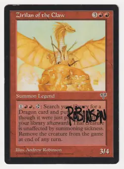 Signed Zirilan of the Claw HP Mirage Artist Andrew Robinson MTG Reserved List! - Image 1