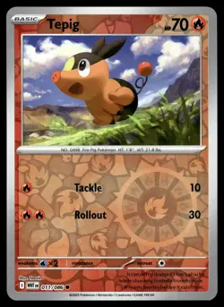 Tepig 011/086 Common White Flare Pokemon Reverse Holo Near Mint - Image 1