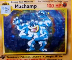 Pokemon TGC 1st Edition Shadowless Machamp 008/102 Vintage Base Set Holo - Image 2