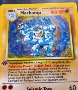 Pokemon TGC 1st Edition Shadowless Machamp 008/102 Vintage Base Set Holo - Image 5
