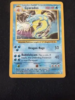 Gyarados 6/102 Holo Holo Rare Base Set Unlimited Pokemon Holo MP - Image 1