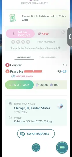 Pokemon Go Shiny Legendary Mewtwo ( Chicago Background) ( MAX CP ) - Image 2