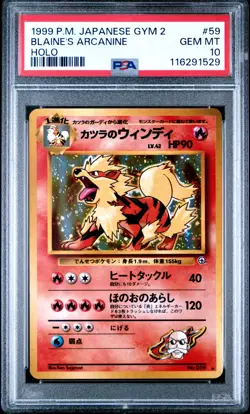 1999 Pokemon Japanese Gym 2 No. 059 Blaine's Arcanine Holo Rare PSA 10 - Image 1