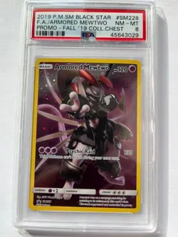 2019 Pokemon Armored Mewtwo Fall Collectors Chest Black Star PROMO #SM228 PSA 8 - Image 1