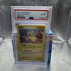 2005 Pokemon Ex Emerald #37/106 Minun Reverse Foil PSA 8 NM-MT - Image 1
