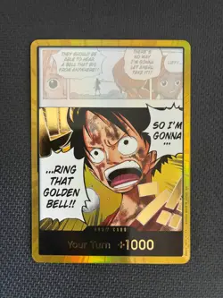 One Piece TCG GOLD Don!! Ring That Golden Bell Gold Foil Monkey D. Luffy OP15 B - Image 1