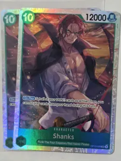 One Piece OP13-028 Shanks Carrying On His Will Super Rare Foil 2x Playset - Image 1