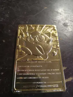 Pokemon Jigglypuff Trading Card Bar 23K Gold Plated 1999 Nintendo Burger King - Image 1