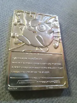 Pokemon Jigglypuff Trading Card Bar 23K Gold Plated 1999 Nintendo Burger King - Image 3