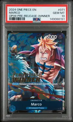 2024 ONE PIECE PROMOS TWO LEGENDS PRE-RELEASE-WINNER #071 MARCO PSA 10 - Image 1