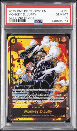 2025 ONE PIECE OP10-ROYAL BLOOD ALTERNATE ART #118 MONKEY D. LUFFY PSA 10 - Image 1