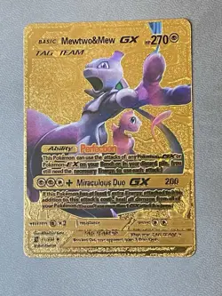 Pokemon Novelty Mewtwo Gold Full Fan Art Card Lot (3) EX GX Tag Team Mew Promo - Image 3