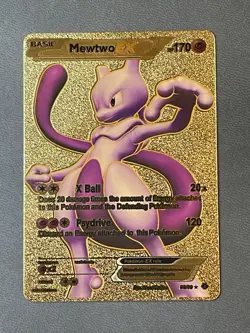 Pokemon Novelty Mewtwo Gold Full Fan Art Card Lot (3) EX GX Tag Team Mew Promo - Image 4