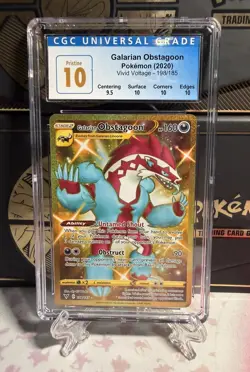 Pokemon Vivid Voltage CGC 10 Pristine Obstagoon 198/185 Secret Rare Gold Shiny - Image 1