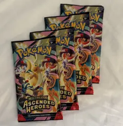 Pokemon Ascended Heroes 4 Booster Pack Lot SEALED Mega Meganium ex Box Pulls - Image 1