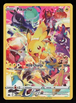 Pikachu Full Art Secret Rare Holo Card 160/159 Crown Zenith Near Mint - Image 1
