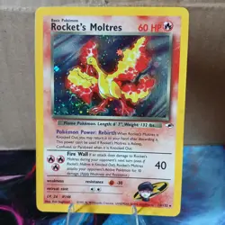 Pokemon TCG Rockets Moltres Holo Rare Card 12/132 Gym Heroes MP - Image 1