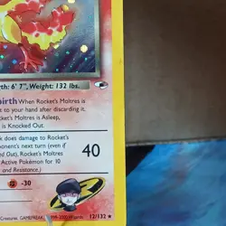 Pokemon TCG Rockets Moltres Holo Rare Card 12/132 Gym Heroes MP - Image 4