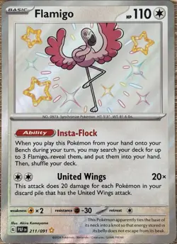 Flamigo - 211/091 - Pokemon Paldean Fates Shiny Rare Card NM - Image 1