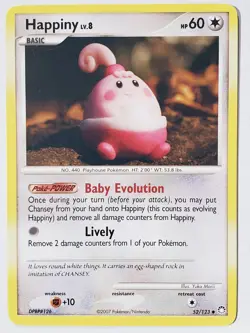 Happiny 52/123 VLP - Yuka Morii Clay Art - Mysterious Treasures Pokemon Card - Image 1