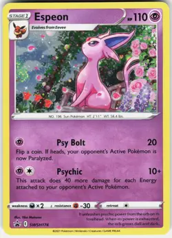 Espeon SWSH174 Holo Promo Sword & Shield Promo Pokemon Near Mint - Image 1