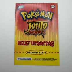 2001 Topps Pokemon Johto Series 1 Hologram Card #8 Of 9 #217 Ursaring - Image 2