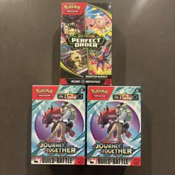 Pokemon Lot of 3 Booster Bundles Battle Decks Journey + Perfect Order Sealed - Image 1