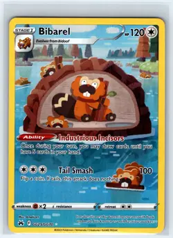 Bibarel GG25/GG70 Holo Crown Zenith Galarian Gallery Pokemon NM - Image 1