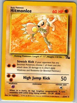 Hitmonlee 22/62 Non Holo Fossil - Pokemon Card - NM - Image 1