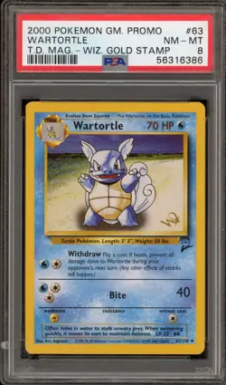 Pokemon Wartortle T.D. Magazine Wizards Gold Stamp Promo #63 PSA 8 - Image 1