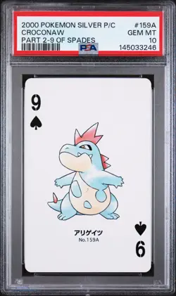 PSA 10 2000 POKEMON SILVER VERSION PART 2 PLAYING CARDS 159A CROCONAW 9 OF SPADE - Image 1