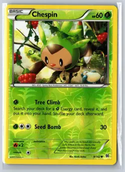 Chespin 9/162 Common BREAKthrough Pokemon Reverse Holo Near Mint - Image 1