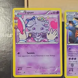 Pokemon TCG Espurr + Meowstic Holo 2-Card Lot Radiant Collection RC14/RC32 - Image 2