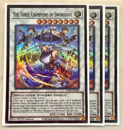 YuGiOh! 3x The Three Champions of Swordsoul CORI-EN100 1st Edition NM - Image 1