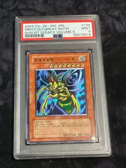 PSA 9 MINT Perfectly Ultimate Great Moth DL5-136 Ultimate Rare Relief 916 Yugioh - Image 1