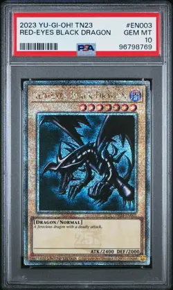 2023 YU-GI-OH! TN23-25TH ANV TIN: DUELING HEROES RED-EYES BLACK DRAGON PSA 10 - Image 1