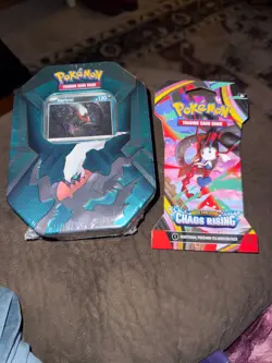 Sealed Pokemon TCG Darkrai Triple Whammy Tin + Chaos Rising Sleeved Booster - Image 1