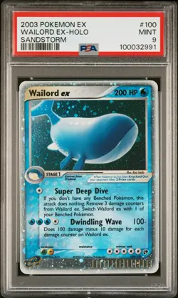 2003 Pokemon EX Sandstorm Wailord ex #100 PSA 9 Mint - Image 3