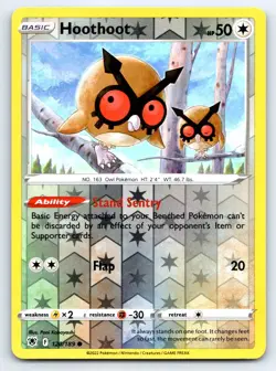Pokemon Hoothoot SWSH10: Astral Radiance SWSH10 Reverse Holofoil 120/189 LP TCG - Image 1