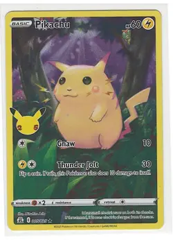 2021 Pokemon TCG Celebrations Pikachu 005/025 Holo Rare 60 HP Thunder Jolt Gnaw - Image 1